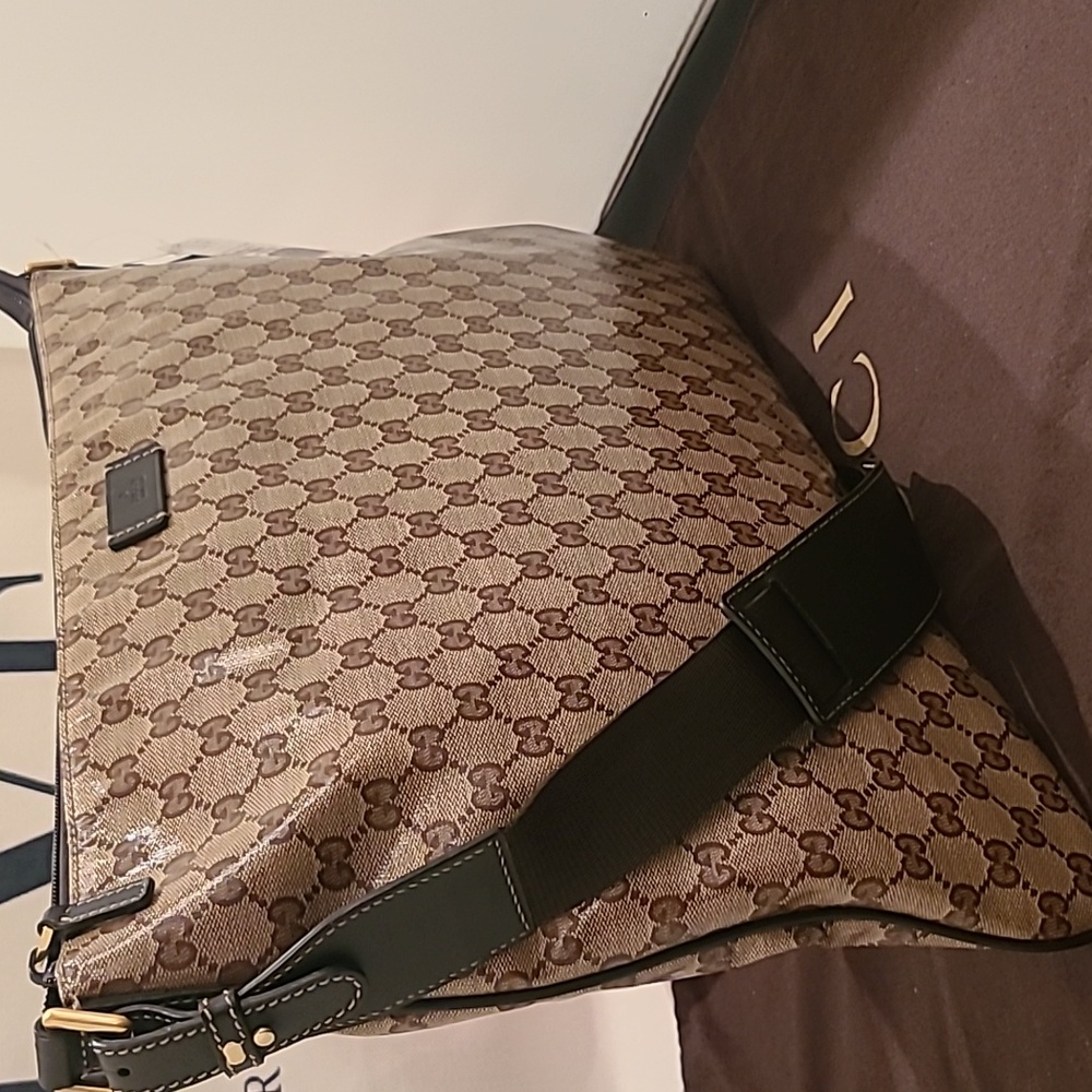 Gucci Crystal Coated Canvas vintage 2000's oversize msgr bag excellent condition - Picture 3 of 17